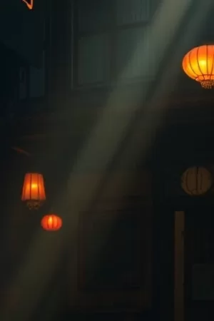 成长剧情片《铁皮屋顶的夏天》竖版封面，夕阳下的城中村铁皮屋顶